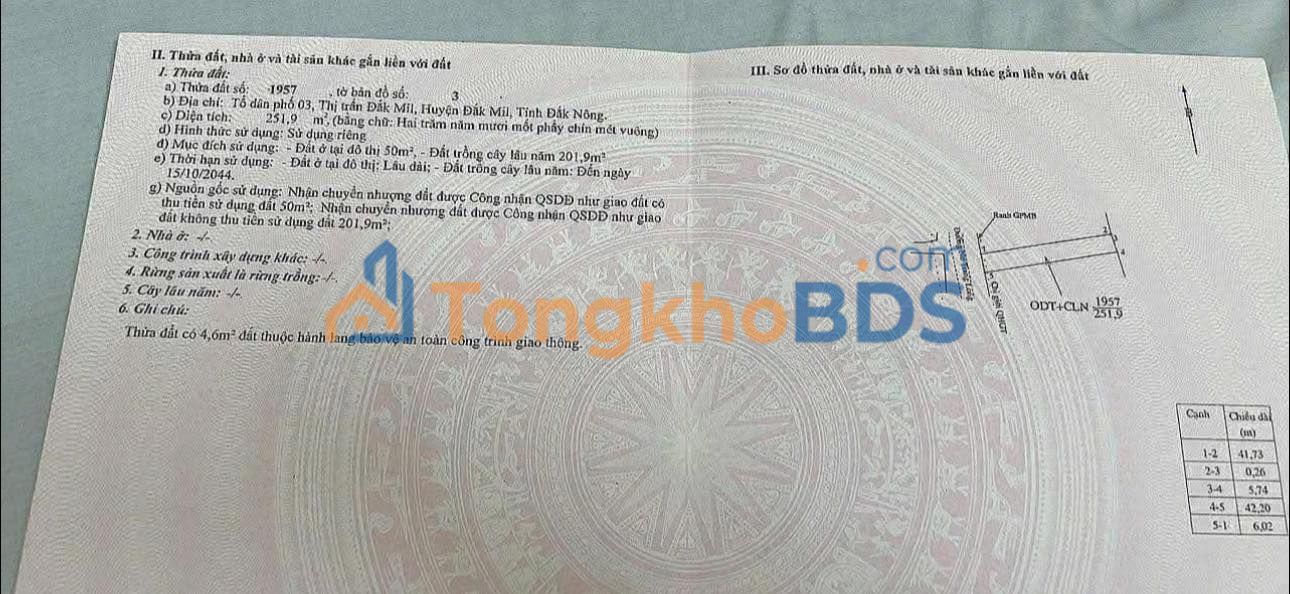 Đất Mặt Tiền Nơ Trang Long, Đắk Mil - 252m², 1.9 Tỷ, Kinh Doanh Lý Tưởng