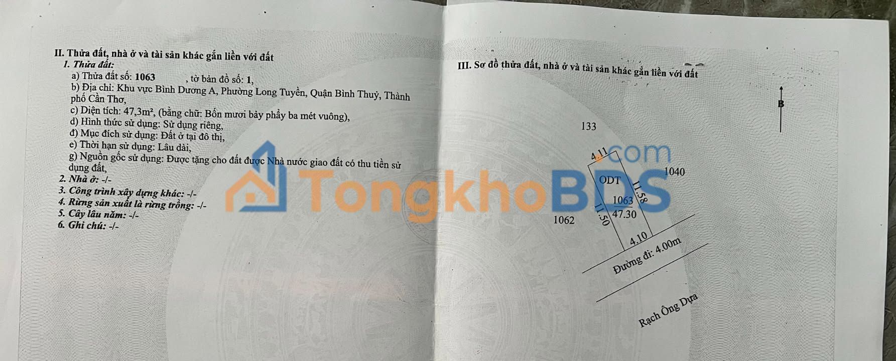 Đất Nền Rạch Ông Dựa, Bình Thủy - 47m² Sổ Hồng Riêng, Giá Tốt