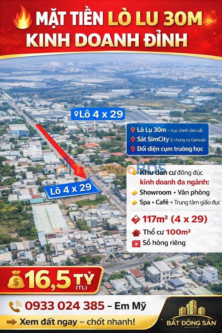 Đất Mặt Tiền Lò Lu (30m), 117m², Kinh Doanh Đỉnh Cao