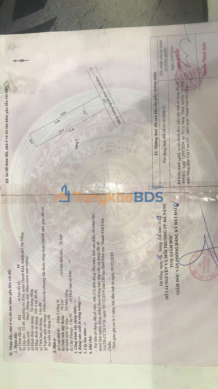 Nhà 50m² Sát Mặt Tiền Nguyễn Đình Tựu, Thanh Khê, Đà Nẵng - Giá 3.75 Tỷ