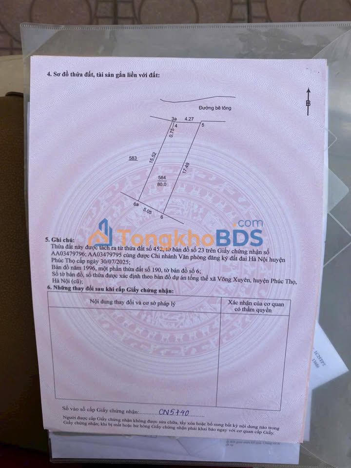 Bán Đất Nền Phúc Thọ 80m² - Gần Trường Võng Xuyên, Sổ Đỏ Sẵn Sàng