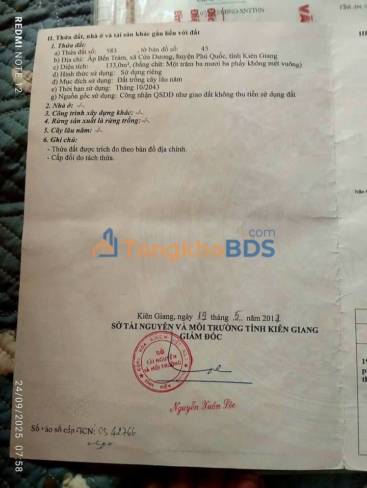 Đất Nền Phú Quốc 133m² Hẻm 2A Bến Tràm - 1.85 Tỷ