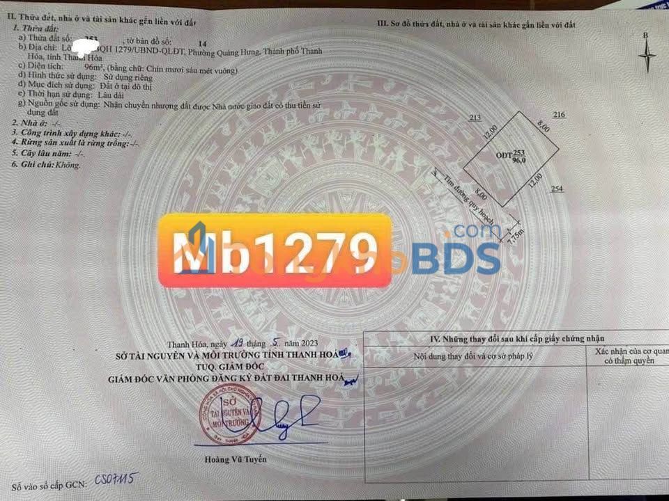 Đất nền 96m² Đại lộ Nam Sông Mã, Thanh Hóa - Giá 2 tỷxx, tiềm năng sinh lời