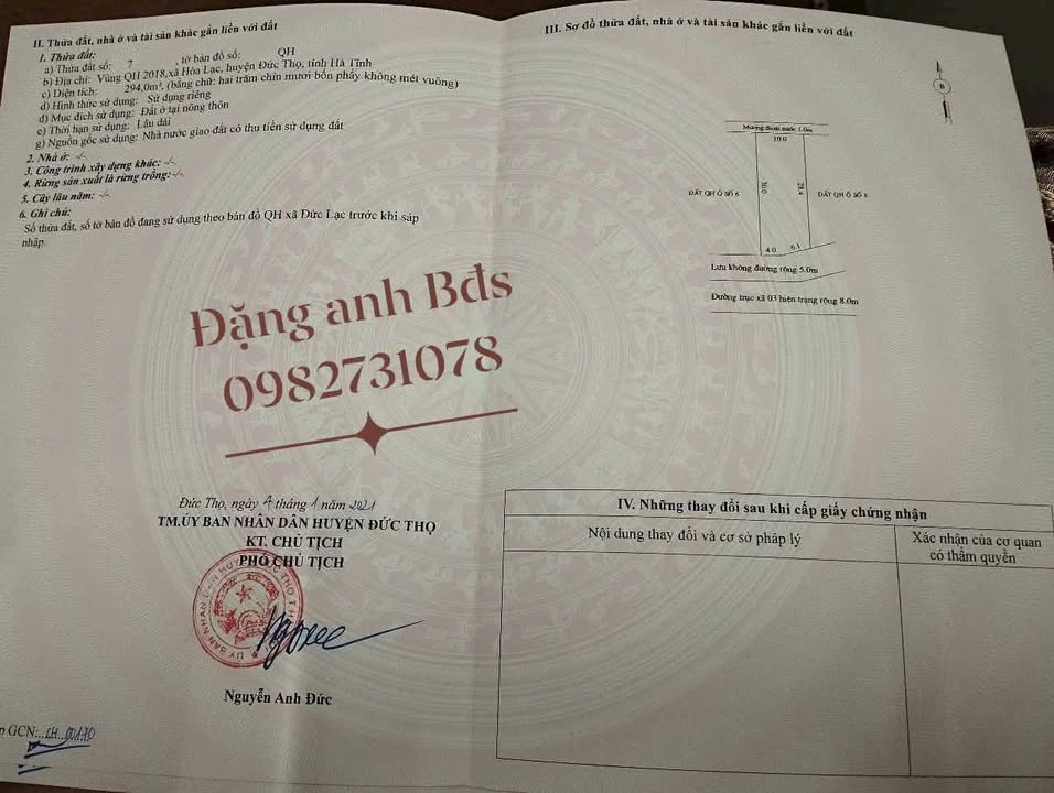 Bán Gấp Lô Góc 2 Mặt Tiền Đức Thọ, Hà Tĩnh - 295m² Full Đất Ở