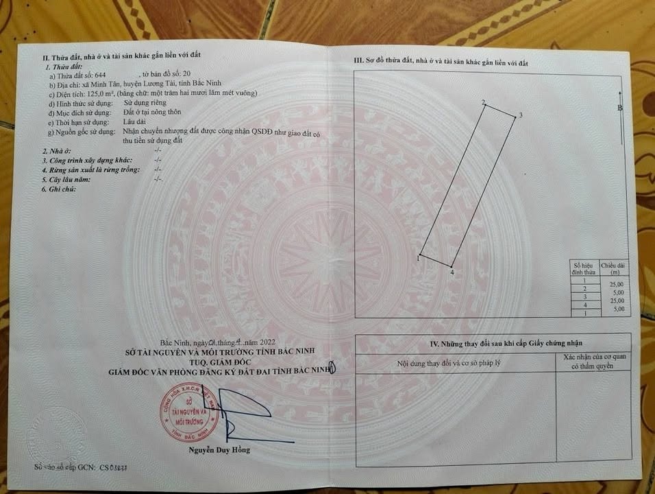 Đất nền Minh Tân, Lương Tài 125m² - Sổ đỏ chính chủ, gần trường học