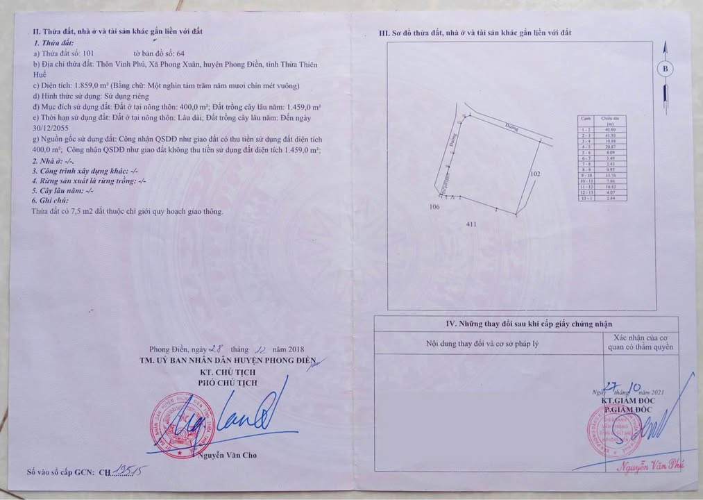 Đất Nền Phong Điền Huế 1859m² Hai Mặt Tiền - Tiềm Năng Homestay