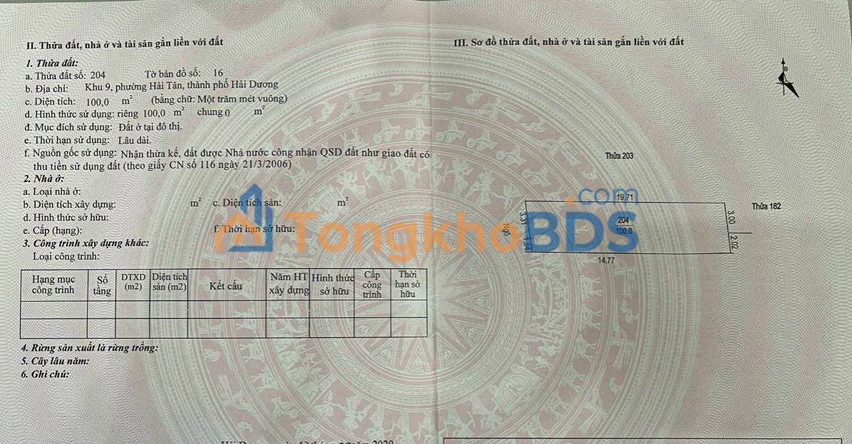 Bán Đất 100m² Lê Thanh Nghị, TP. Hải Dương - Ngõ Ô Tô, Chính Chủ Giá 2 Tỷ