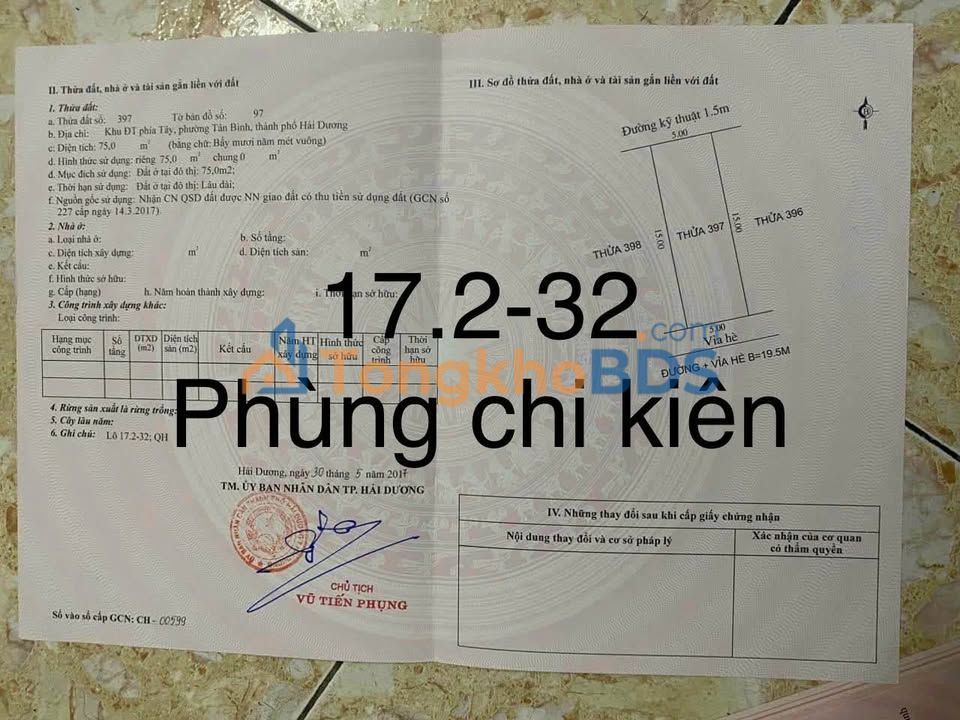 Đất nền Kinh Môn, Hải Dương - 75m² hướng Nam, MT 5m - Giá 3.65 tỷ