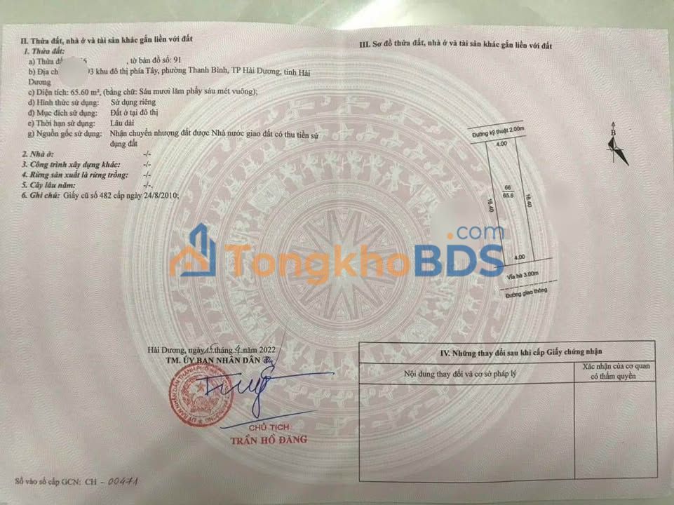 Đất Nền Vạn Phúc, Hải Dương 65.6m² - Gần Chợ Hội Đô, Sổ Đỏ Riêng