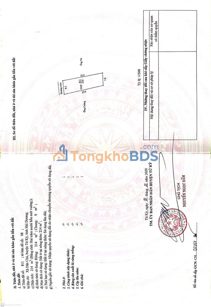 Bán đất thổ cư 214m² Tứ Kỳ, Hải Dương tặng nhà xưởng - Sẵn sàng kinh doanh