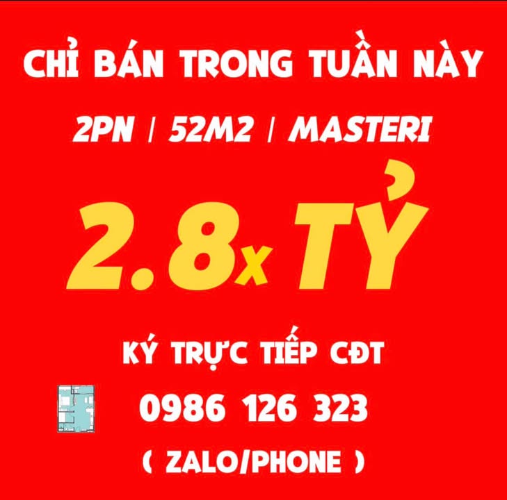 Chung cư Masteri 52m² - 2.8 Tỷ tại Vinhomes Ocean Park