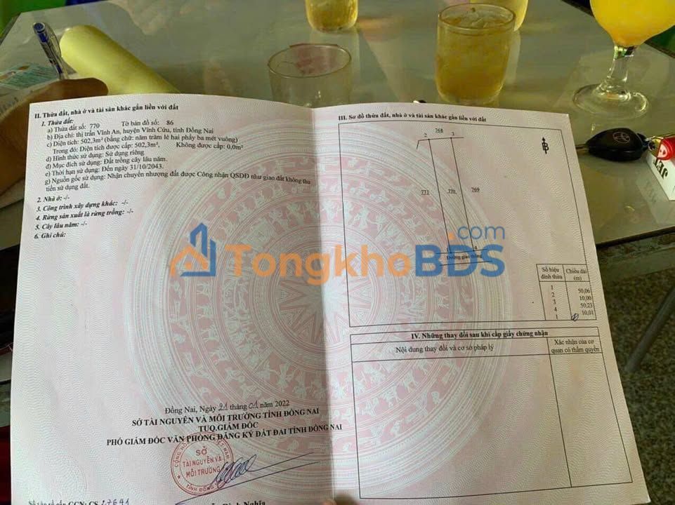 Bán Gấp Đất Vườn 500m² Thị Trấn Vĩnh An, Đồng Nai - Sổ Hồng Riêng, Giá Tốt