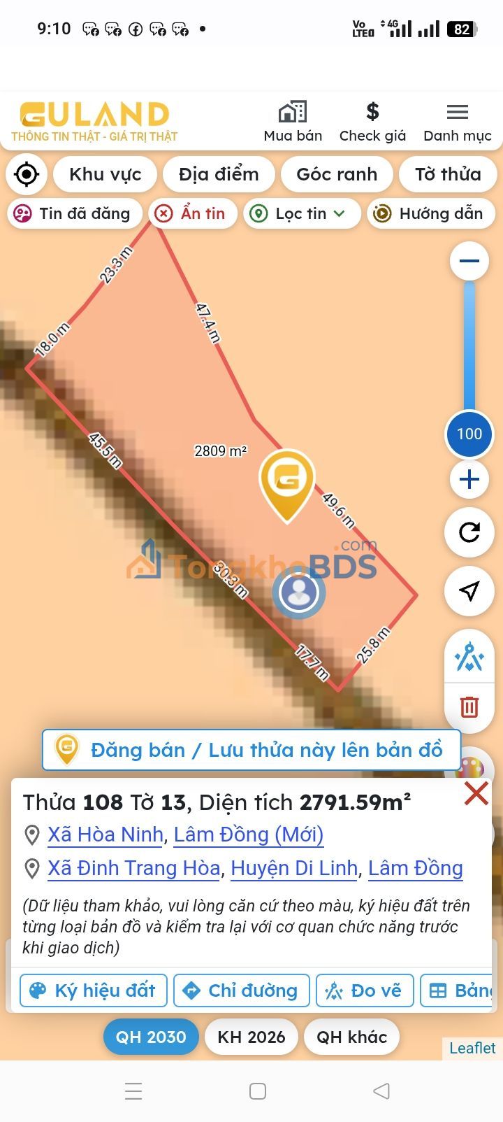 Bán Đất 90m² Mặt Tiền Đường Xã Đinh Trang Hòa, Di Linh - Giá 1.2 Tỷ