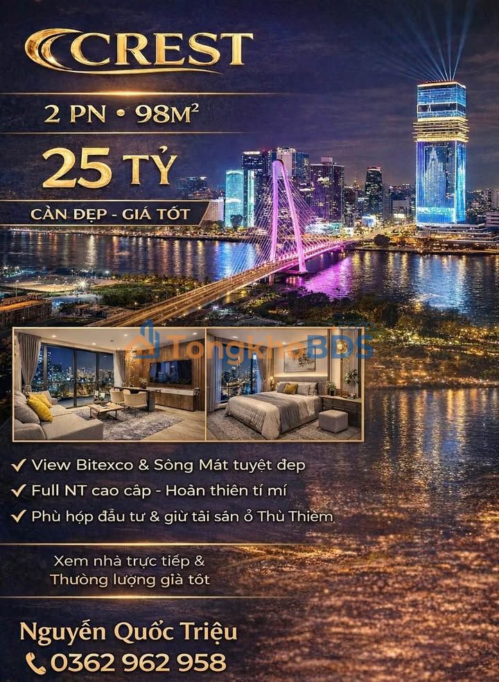 Căn hộ The Crest - Metropole 86m² view Cầu Ba Son - 25 tỷ