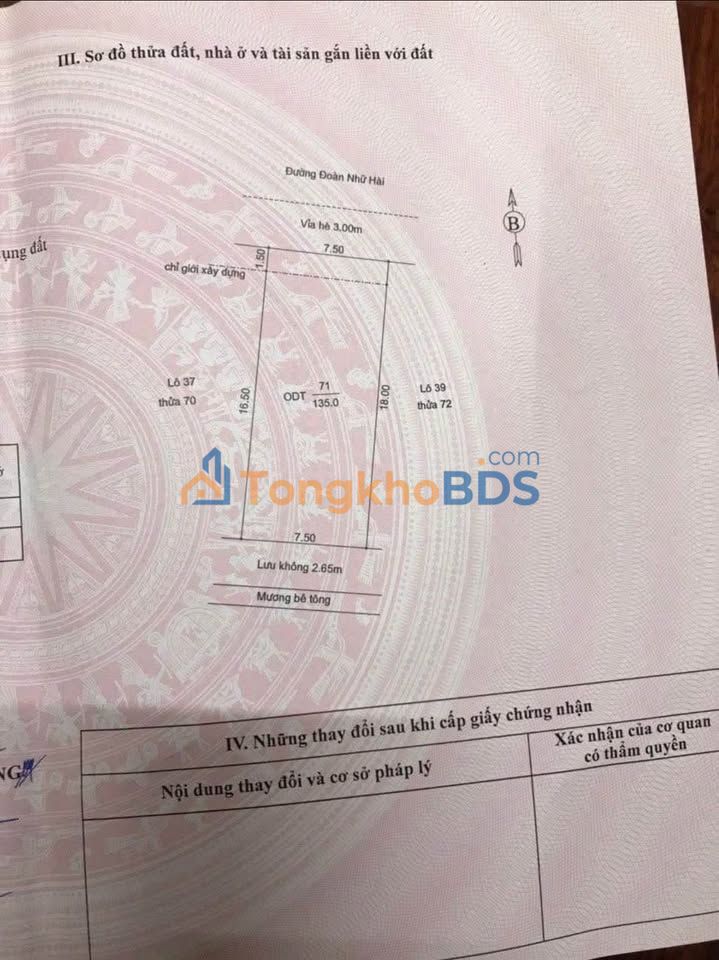 Đất biệt thự Đoàn Nhữ Hài, Hải Phòng - 135m² Sổ hồng chính chủ, hướng Tây Nam