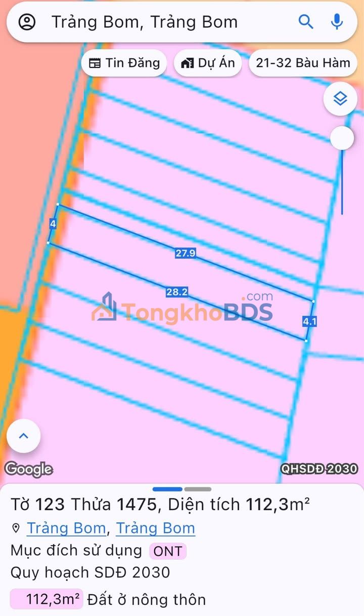 Đất Giang Điền, Trảng Bom 96m² Sổ Hồng Full Thổ Cư - Giá Tốt