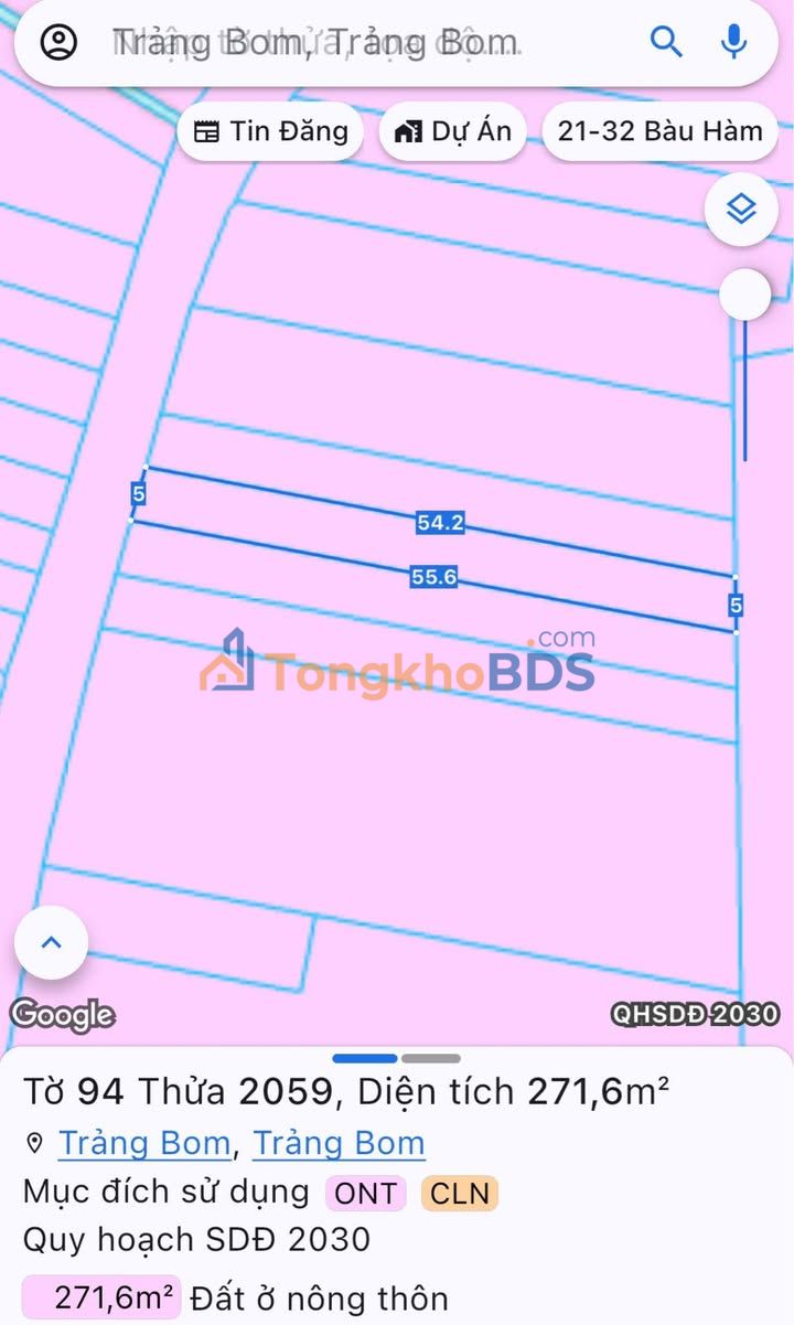 Đất Sông Trầu, Trảng Bom 275m² (5x55m) - Kinh doanh sầm uất, giá 1.9 tỷ