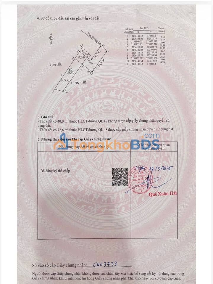 Đất Nền Mặt Tiền QL 48A - Đông Hiếu, Thái Hòa: 352m² Kinh Doanh Sầm Uất, Giá 3 Tỷ