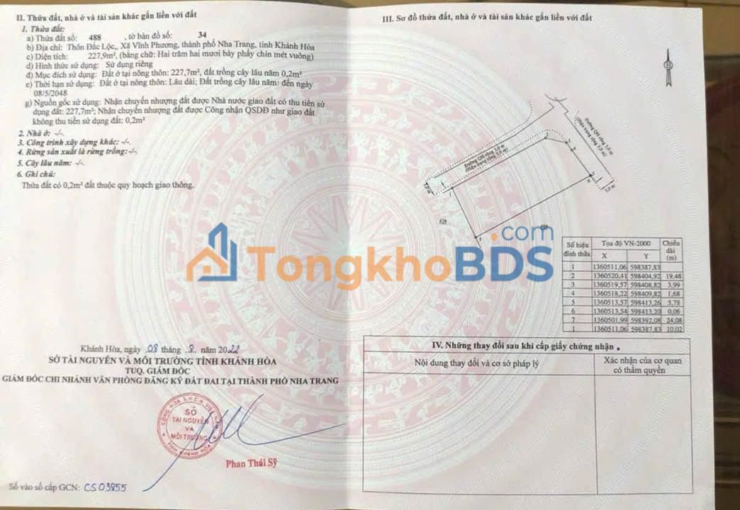 Bán Đất Lô Góc Vĩnh Phương, Nha Trang - 227m² Thổ Cư, Gần Biển - 2.95 Tỷ