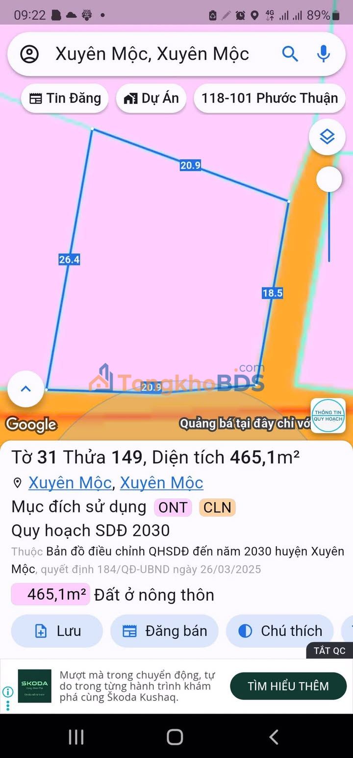 Bán Gấp Đất Vườn Xuyên Mộc 520m² - Mặt Tiền Đường Nhựa, Giá 1.5 Tỷ