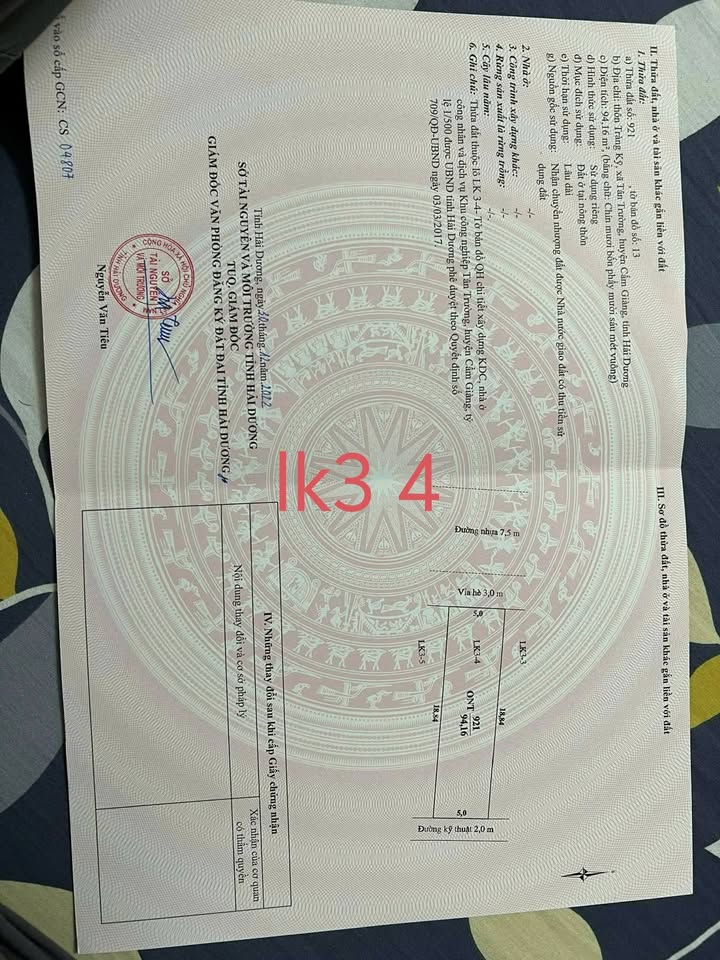 Bán Đất Nền STAR Cẩm Giàng 94m² - Giá 3 Tỷ, Gần QL5, Sổ Hồng