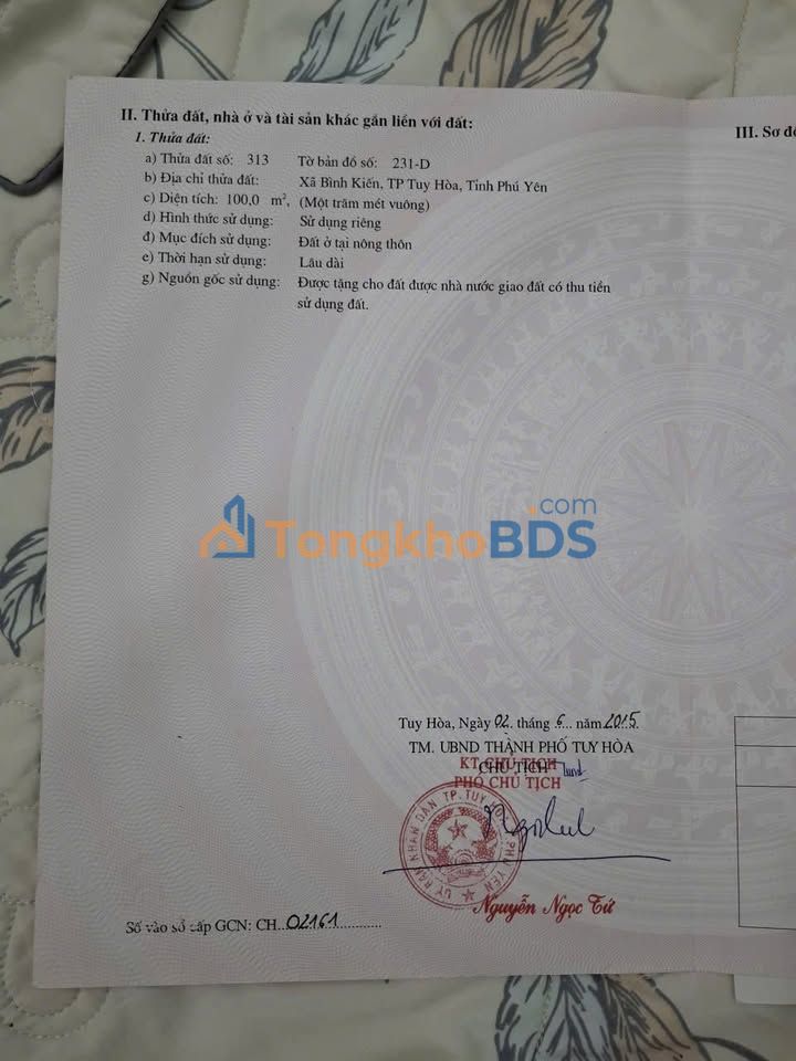 Đất Nền Mặt Tiền Hà Huy Tập, Tuy Hòa 100m² - Sổ Hồng Sẵn Sàng