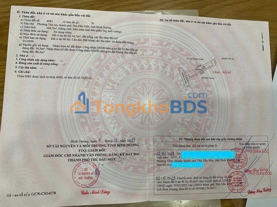 Bán Đất Tân An TDM 60m² Giá 1.33 Tỷ - Sổ TC Sẵn Sàng