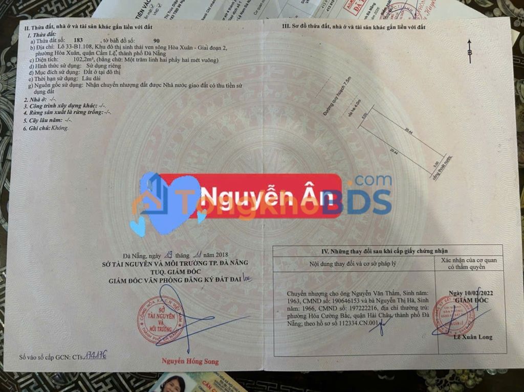 Bán đất Hòa Xuân Đà Nẵng 102m² - View công viên, Sổ đỏ sẵn sàng