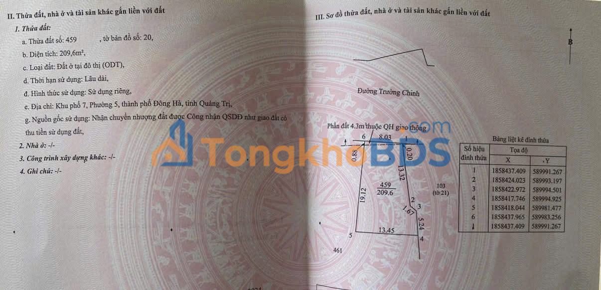 Đất nền mặt tiền Trường Chinh, Đông Hà - 160m² nở hậu, giá 2.x tỷ