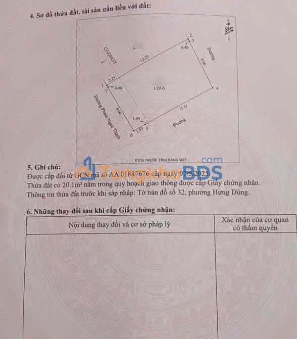 Bán Đất Mặt Tiền Phạm Ngọc Thạch, TP Vinh 119.6m² - Dòng Tiền Ổn Định