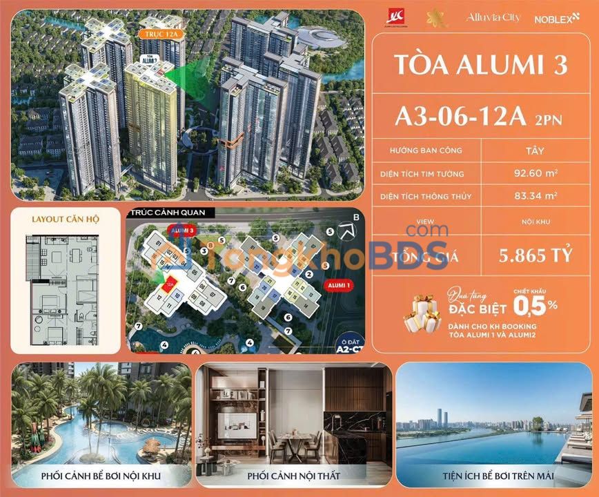 Chung cư Alumi 3 Hà Đông: Căn hộ 2PN 83m² - View xanh mát, giá 5.25 tỷ