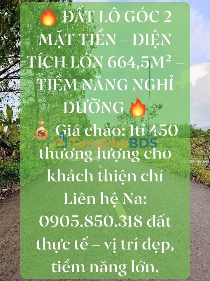 Đất Vườn Lô Góc 664.5m² Hòa Nhơn, Đà Nẵng - Tiềm Năng Nghỉ Dưỡng & Đầu Tư