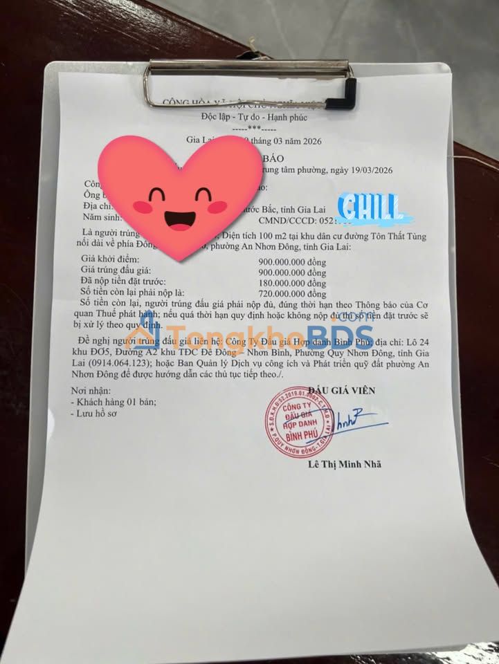 Đất nền Tôn Thất Tùng, An Nhơn 100m² - Giá từ 850 triệu, sổ sẵn