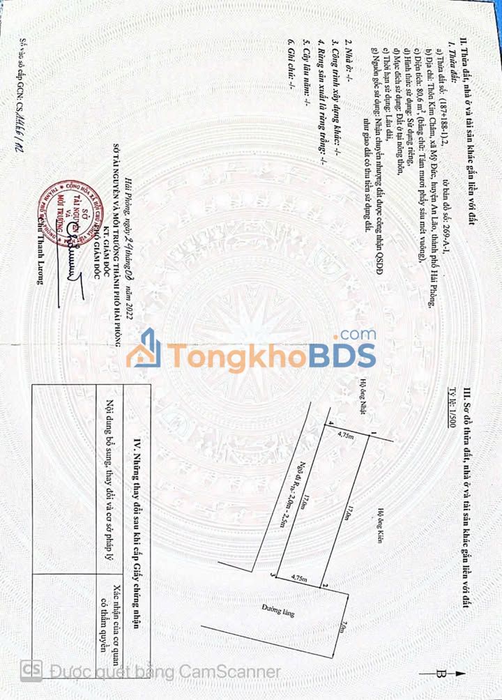 Đất Lô Góc 80.6m² Kim Châm, An Lão, Hải Phòng - Giá 1 tỷ