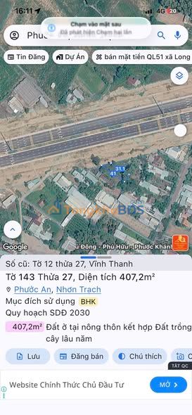 Bán Đất Mặt Tiền Nhựa 407m² Long Thành - Gần Sân Bay, Đường Thông