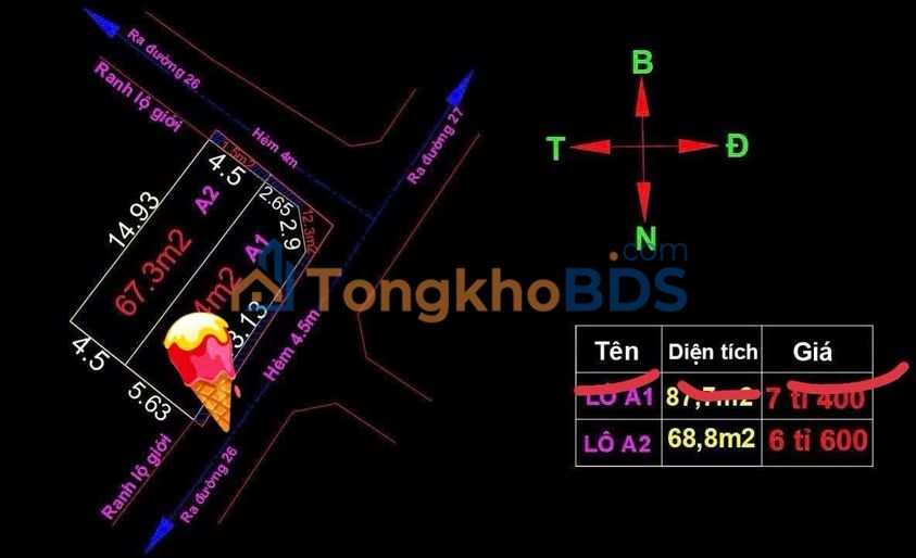 Đất Nền 68.8m² Mặt Tiền Hẻm Xe Hơi Hiệp Bình Chánh, Thủ Đức - Giá 6.6 Tỷ