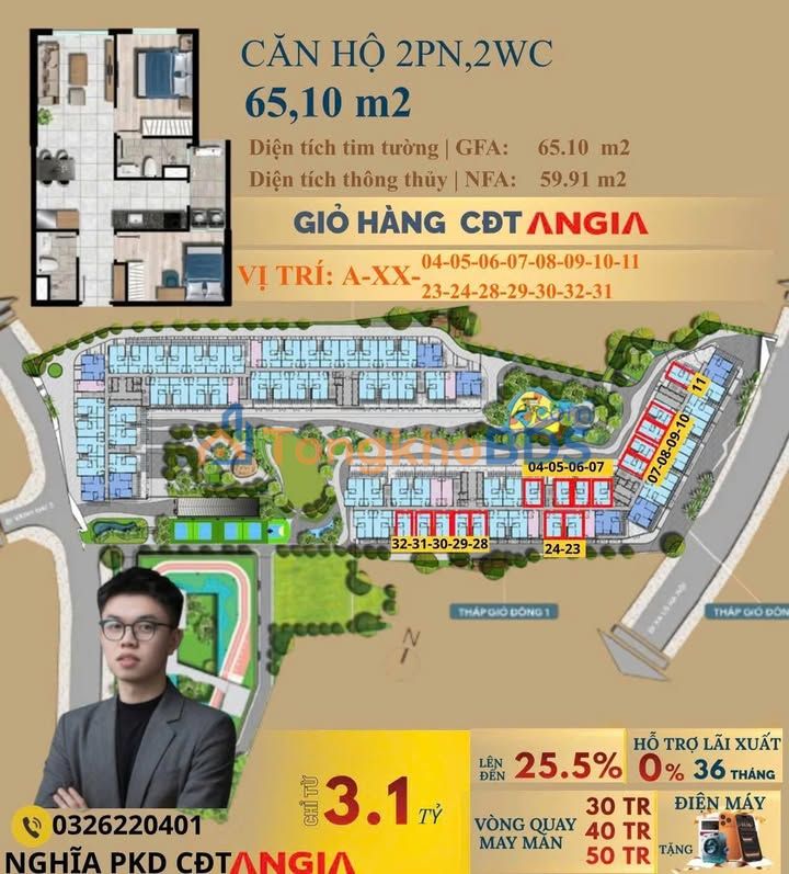 Căn hộ The Giỏ Riverside Dĩ An 65m² 3.1 tỷ - View đẹp