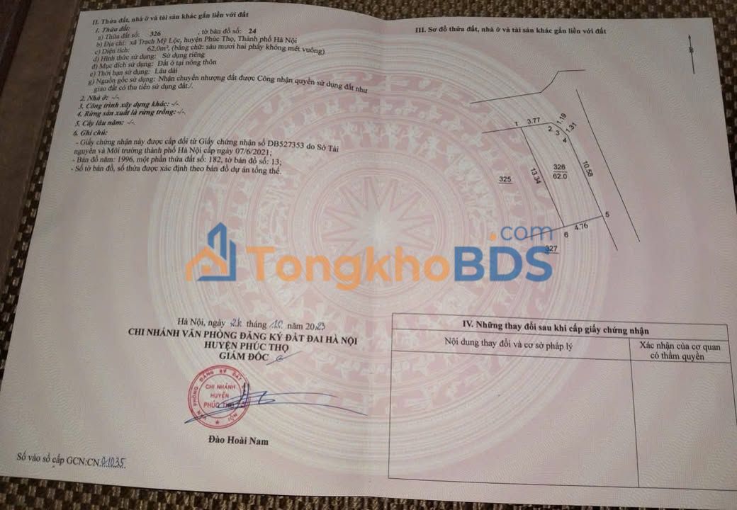 Đất Lô Góc 62m² Xã Lộc, Mỹ, Hà Nội - Ô Tô Đỗ Cửa, Giá Tốt Chỉ 1.6 Tỷ