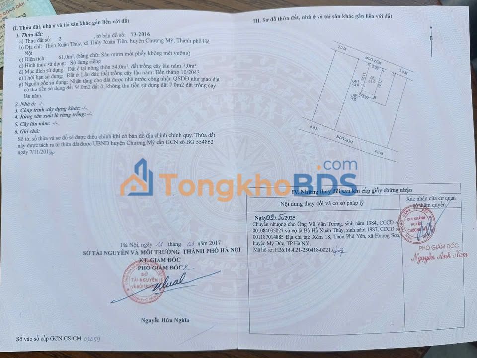 Đất Sổ Hồng Vuông Vắn 61m² Xuân Mai, Hà Nội - Giá Cắt Lỗ 2.2 Tỷ