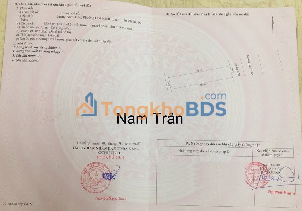 Đất Mặt Tiền Nam Trân, Liên Chiểu - 130m² Giá 9.9 Tỷ, Gần Bến Xe Trung Tâm