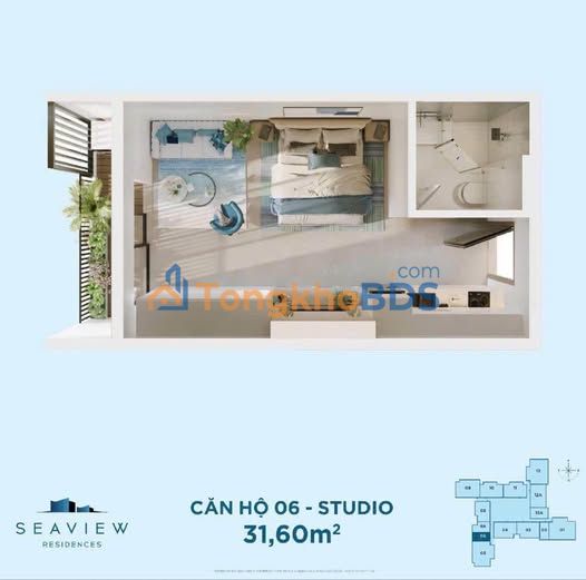 Căn Studio S2-xx06 Vinh 31m² Hướng Tây - View Quảng Trường Nhạc Nước