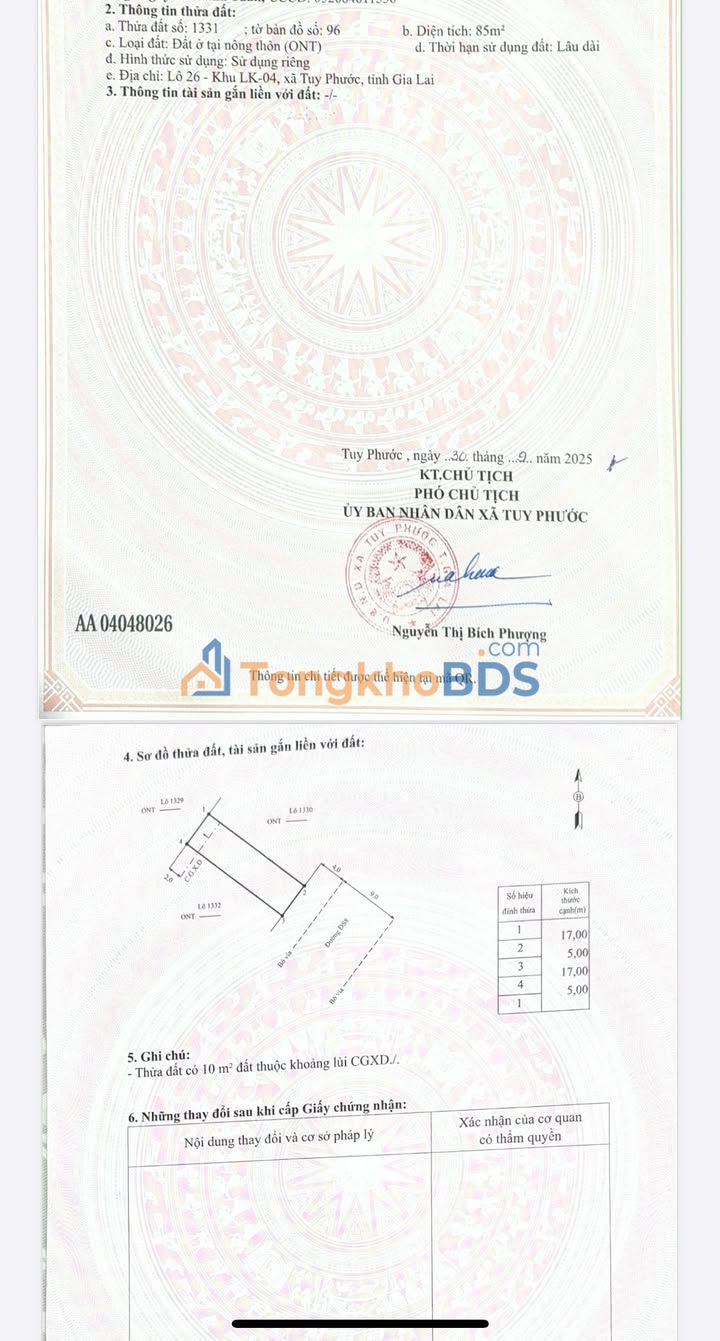 Đất nền Phước Lộc Bình Định 85m² - Ngang 5m, View Công Viên, Gần QL19