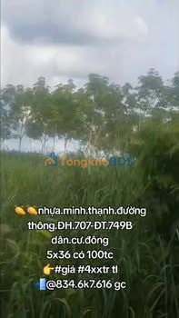 Đất nền 180m² Minh Thạnh, Dầu Tiếng - Sổ hồng 100% thổ cư, 4 tỷ