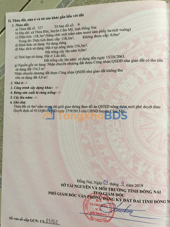 Đất Thổ Cư Cẩm Mỹ, Đồng Nai - 157m² Sổ Hồng Riêng, Gần Sân Bay Long Thành