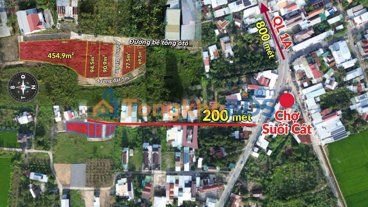 Bán Đất Nền Liền Kề Chợ Suối Cát, Diên Khánh - Sổ Hồng Thổ Cư 100%