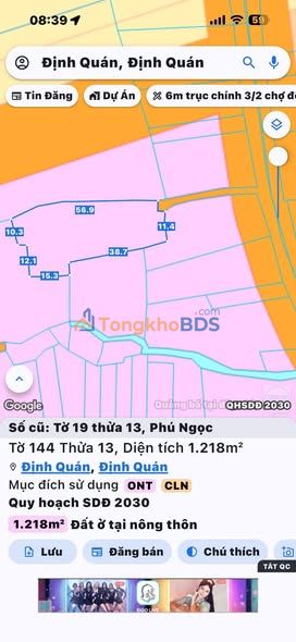 Bán Đất 1218m² Mặt Tiền DT761 Định Quán - Giá Tốt 1.65 Tỷ