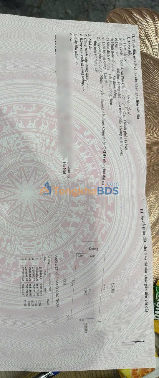 Đất nền Phú Cát 100m² - Sẵn sàng đầu tư, pháp lý rõ ràng