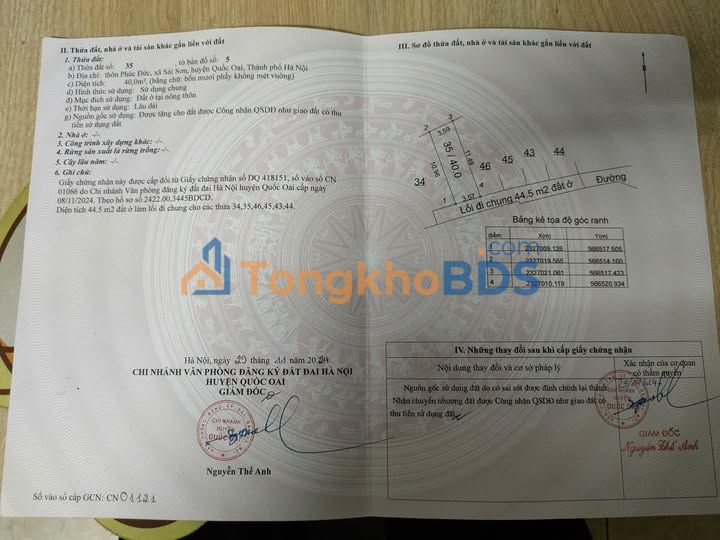 Nhà 40m² 3 Tầng, 3PN Sài Sơn, Quốc Oai - Chính chủ 4.2 Tỷ