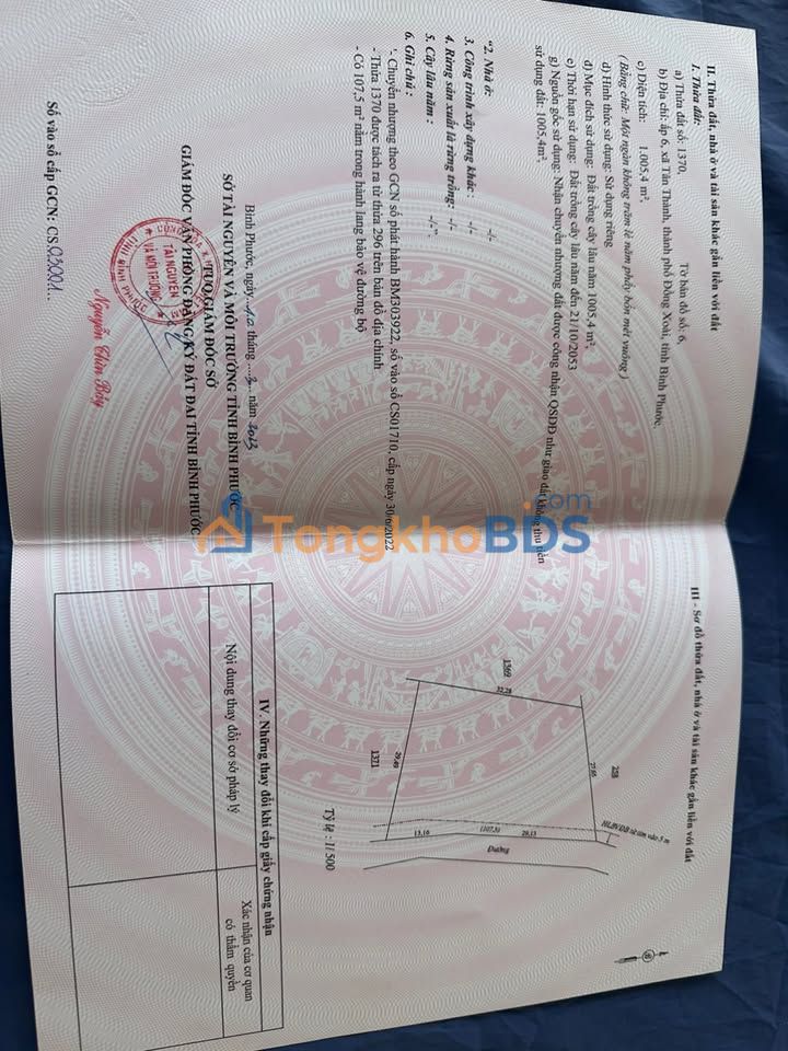 Đất Nền 1000m² Tân Thành, Đồng Xoài - Sổ Đỏ Riêng, Vuông Vức