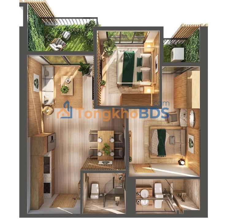 Chuyển nhượng Căn hộ 2 Ngủ Sky Forest Ecopark - Ban công hoa, View Sông Hồng 60m²